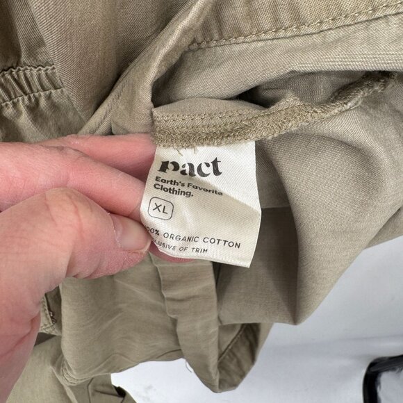 Pact Safari Romper Shortalls Womens XL Khaki Organic Cotton Elastic Waist - Picture 9 of 10